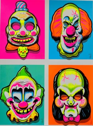 One Man Riet Posters*Clown Masks Blacklight Parody Print