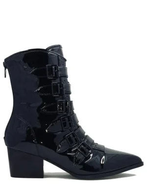 Strangecvlt Shoes*Coven Boot Black Patent
