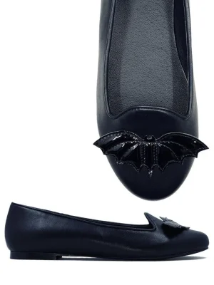 Strangecvlt Shoes*Lydia Bat Flat All Black