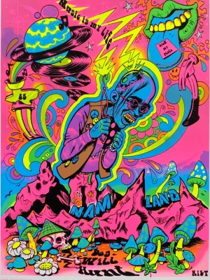 One Man Riet Artwork*Nam Flashback 2.0 Blacklight Parody Print