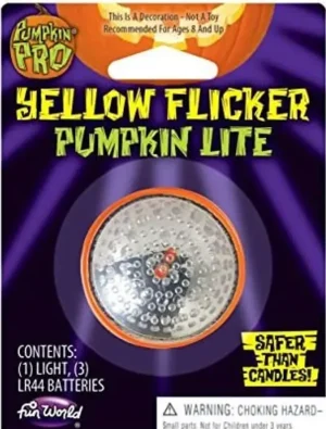 Fun World Halloween Decorations*Yellow Flicker Pumpkin Lite